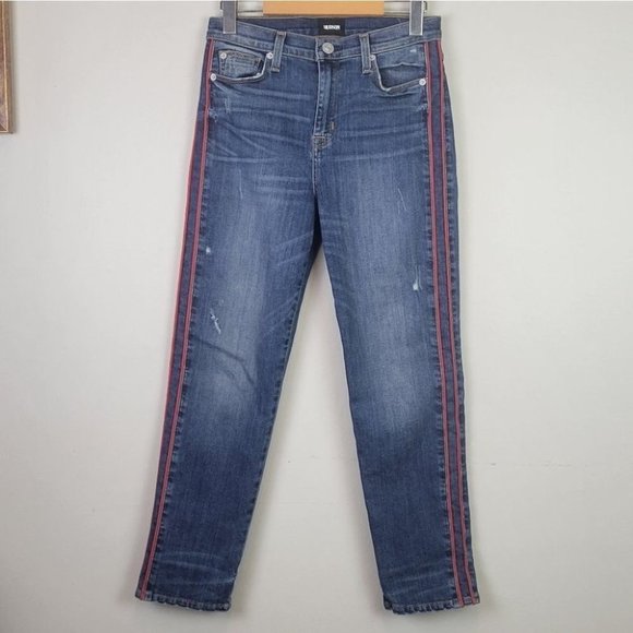 Hudson Zoeey High Rise Ankle Straight Jeans Red Stripes 26 - Picture 14 of 14